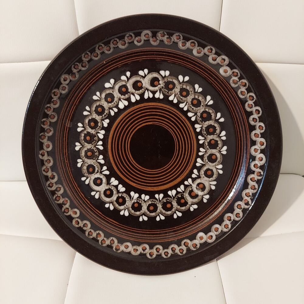 Mid Century Hand Painted Southwestern Terracotta 11.5" Ceramic Art Pottery Plate